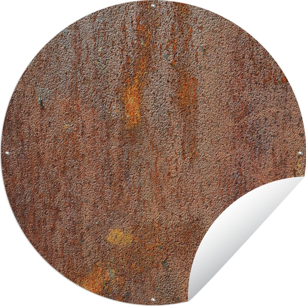 MuchoWow Gartenposter Outdoor-Poster Rund Eisen - Rost - Industrie - Stahl Ø 150 cm Gartendeko Rundes Poster draußen