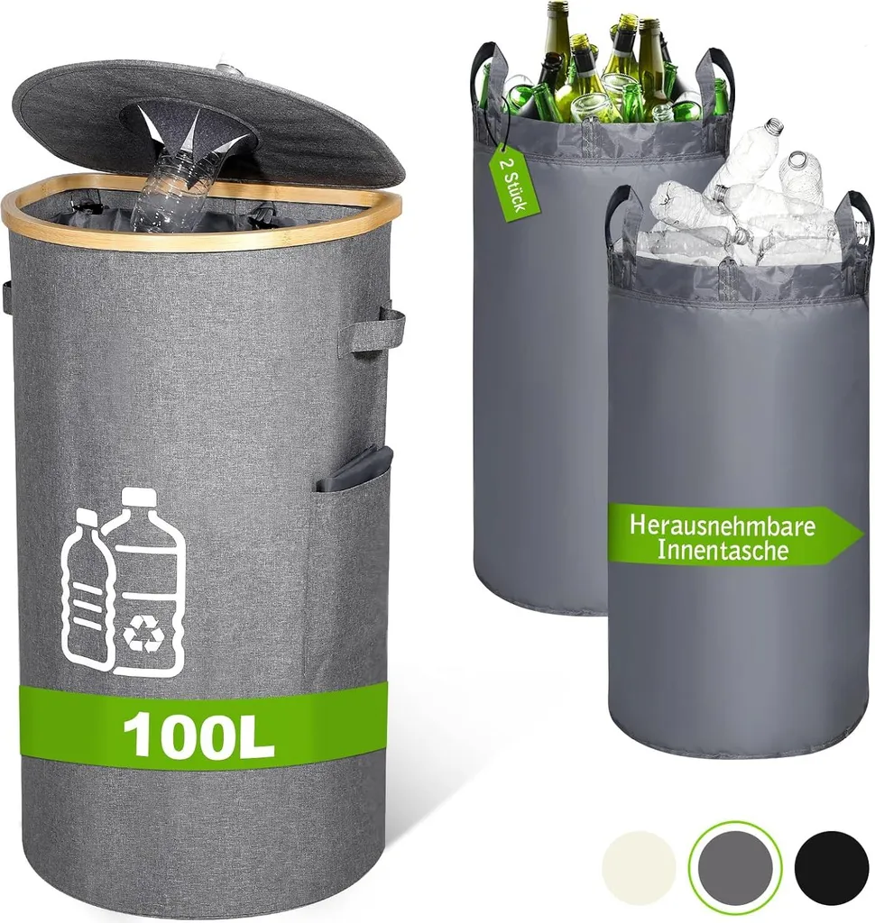 Sacco Raccolta Differenziata 100L per Bottiglie Vuote e Lattine Grigio