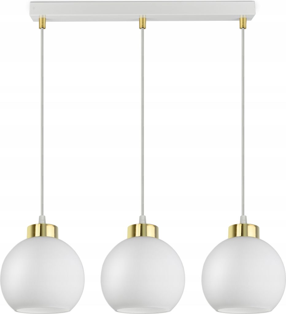 LUXOLAR Led Pendelleuchte - Deckenleuchte 3 flammig Weiß E27 60W - Hängelampe wohnzimmer für Wohnzimmer, Küchen - Weiß Glas Kugeln