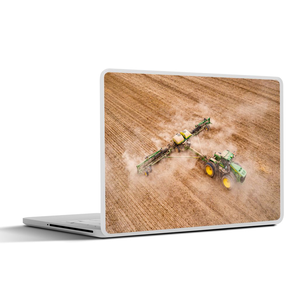 MuchoWow Laptop Aufkleber Sticker Cover Traktor - Feld - Bauernhof - Landwirt - Grün 30x22 cm - Laptop-Sticker