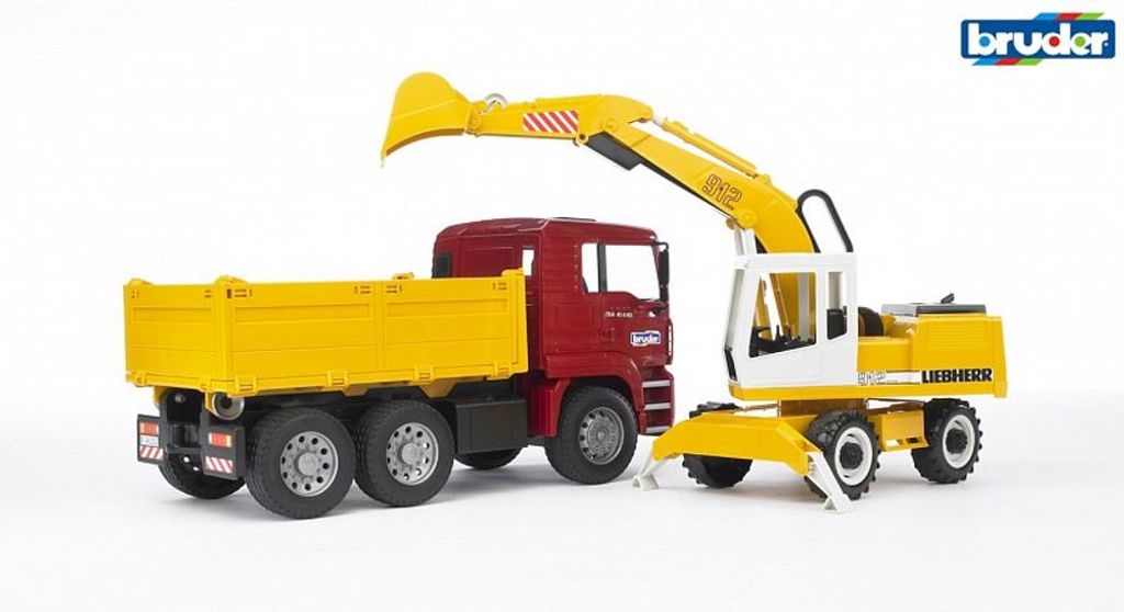 Bruder 02751 - MAN TGA sklápač a rýpadlo Liebherr Obrázok produktu 