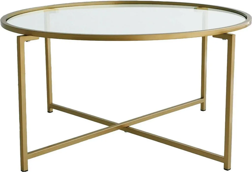 Table basse ronde Ecaterina 83x83x40h cm en métal doré chic
