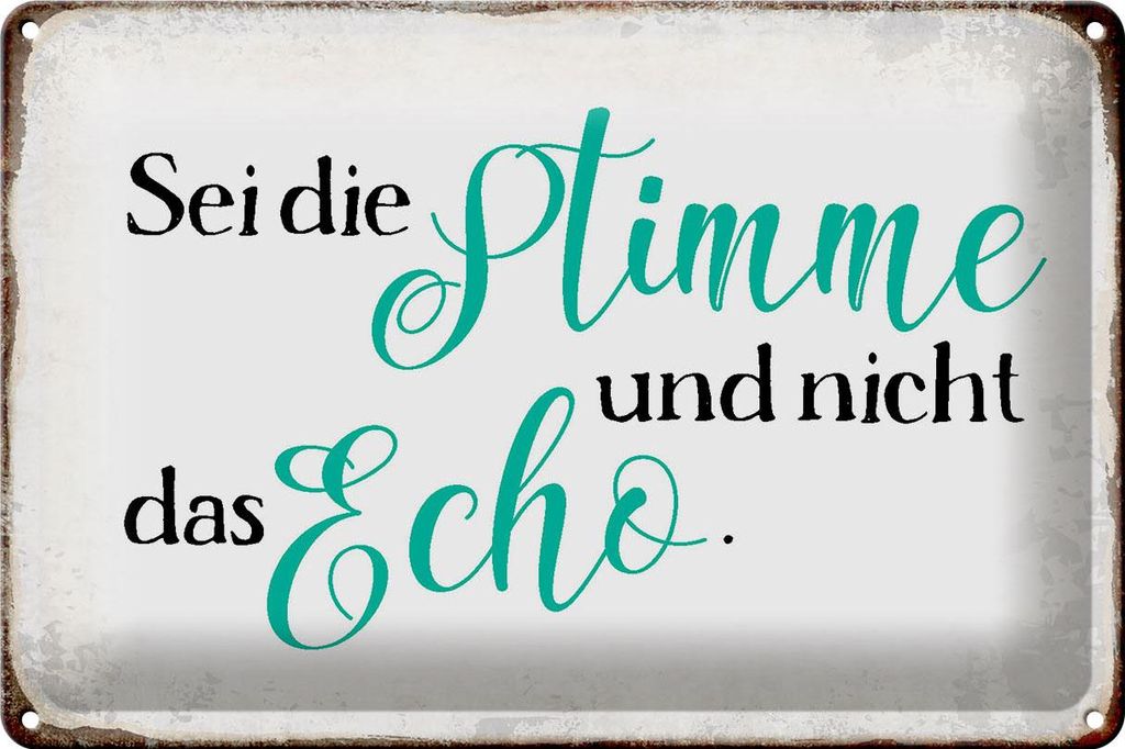 Blechschild Spruch 30x20cm sei die Stimme nicht das Echo Produktbild 