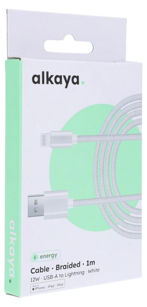 alkaya Speed Flex USB-A - Lightning geflochten 12W, 1m weiss