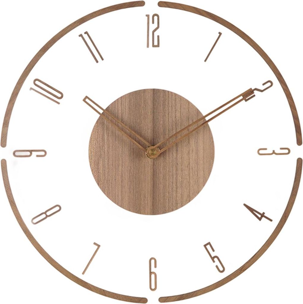 Wanduhr Dekorative Stil-Wanduhr, Vintage-Holz-Heimdekoration, runde Wanduhr ,35cm,durchbrochenes Design,Uhr für Wohnzimmer-Dekor, geräuschlos...