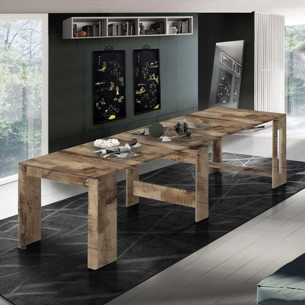 Ausziehbarer Esstischkonsole aus Holz 90x51-300cm Pratika Wood