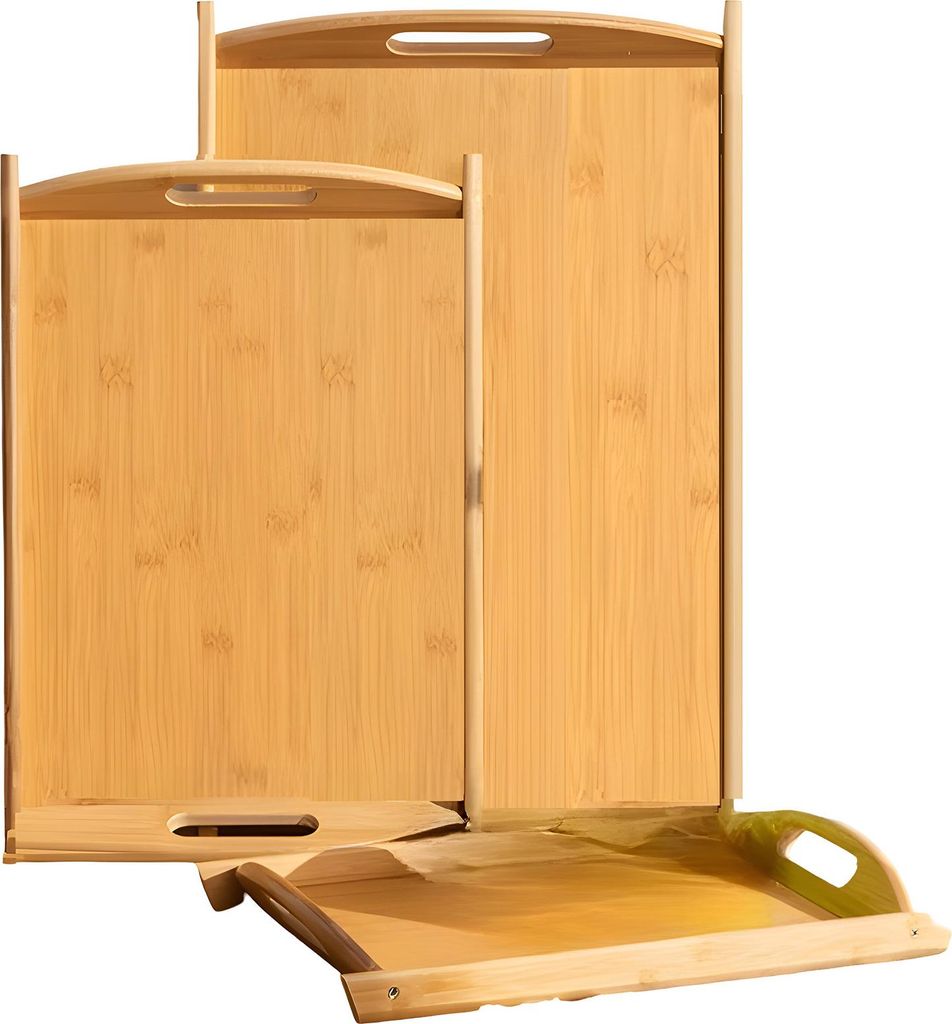 Cheffinger, 3er Set Tabletts für Mahlzeiten Bambus Natur Robust Langlebig, Hellbraun