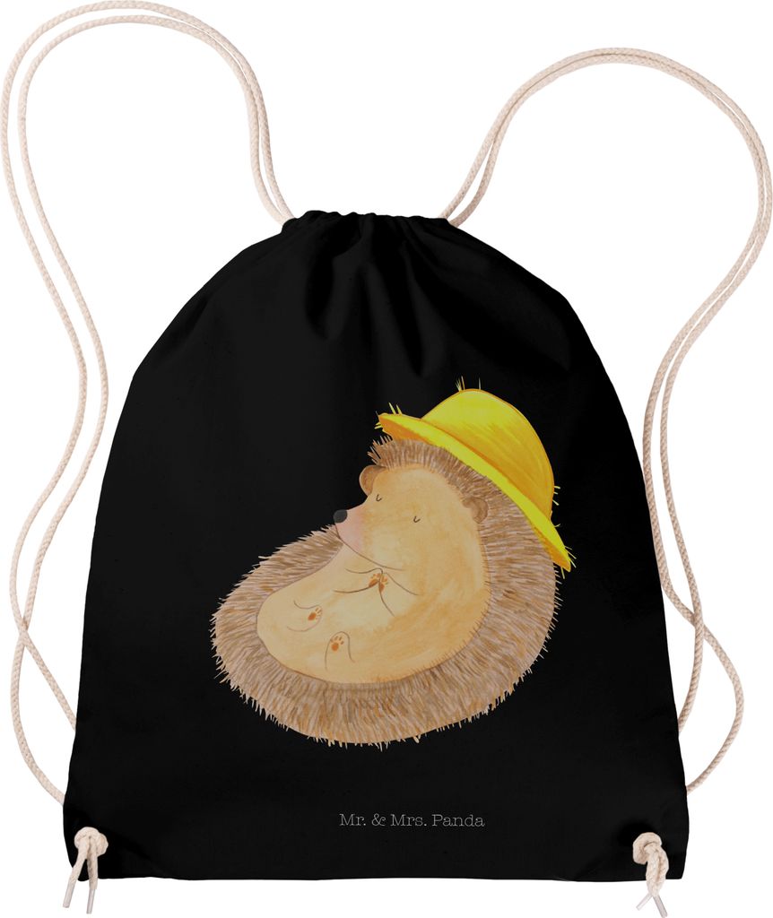 Mr. & Mrs. Panda Sportbeutel Igel Beten - Schwarz - Geschenk, wander rucksack, Turnbeutel, gym tasche, Leben, Kleiner, Lustige Sprüche, Gott, Beut...