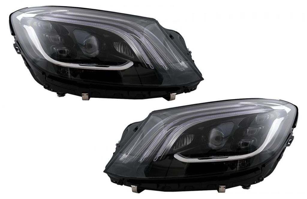 Voll-LED-Scheinwerfer für Mercedes S-Klasse W222 2013–2020, Schwarz.