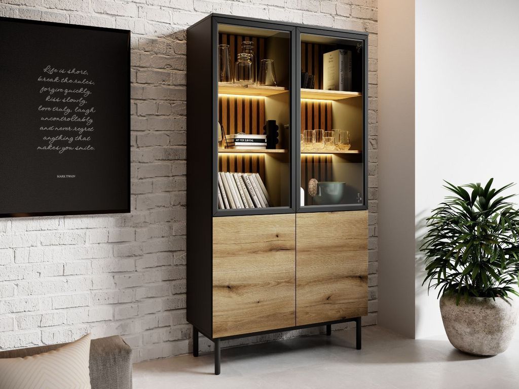 GrainGold Vitrinenschrank Loara - Vitrine mit Türen  - Produktbild 
