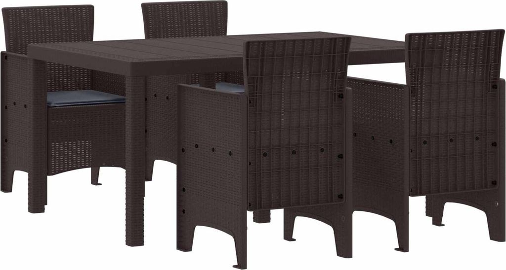 Garten Essgruppe 5 pcs Braun Polt Rattan
