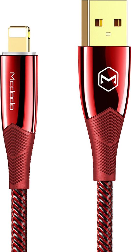 Mcdodo Shark 3A Lightning Ladekabel Nylon Bruchsicher Datenkabel Schnell Ladegerät Fast Charge für iPhone 1.2m rot