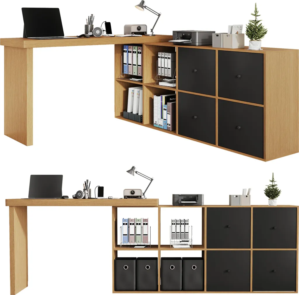 Bureau de travail pivotant pour optimiser les petits espaces en L