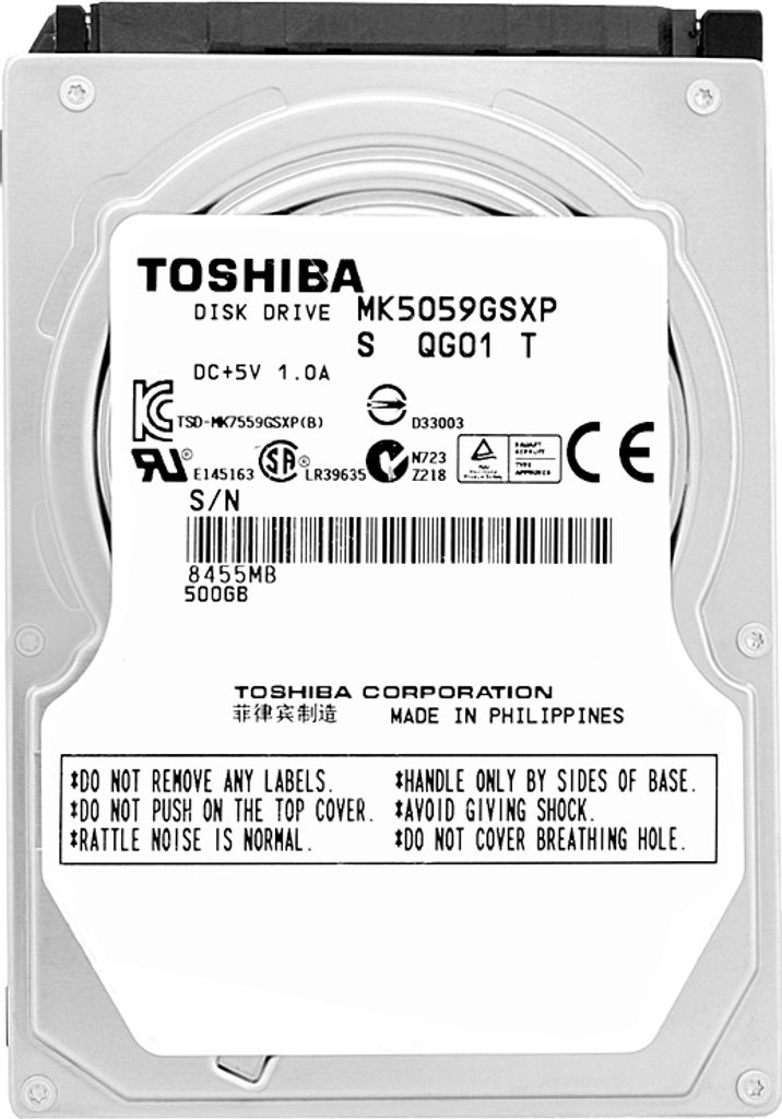 Festplatte Toshiba 500GB MK5059GSXP 8Mb Cache 5400Rpm Sata 8MB 2,5"