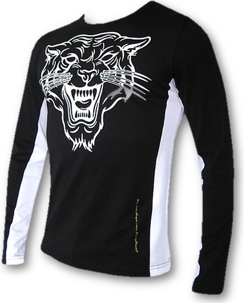 Topmodisches Langarm-T-Shirt FancyBeast Tiger schwarz FB187 XL