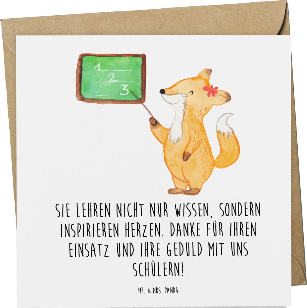 Mr. & Mrs. Panda Grußkarte Danke Lehrer - Weiß - Geschenk, Bedanken, faltkarte, Klappkarte, Aufmerksamkeit, Glückwunschkarte, Anerkennung, sagen...