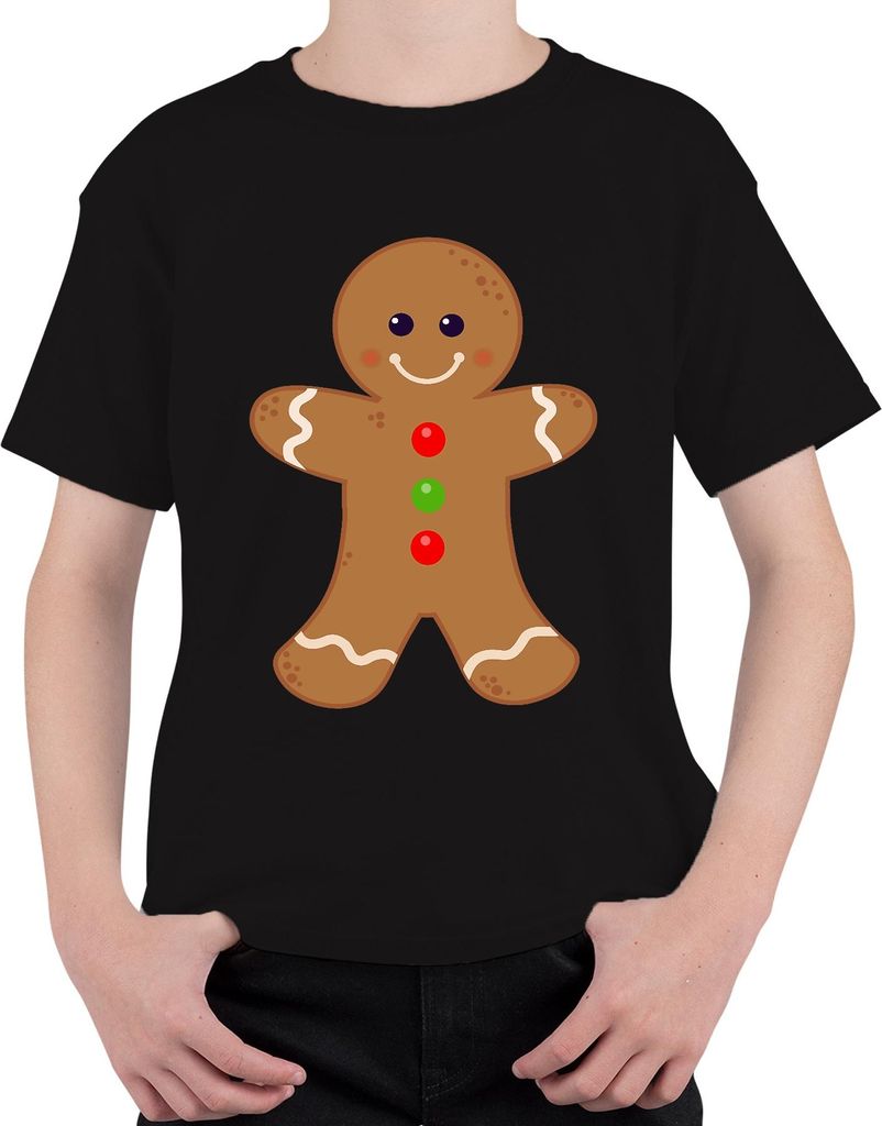 Lebkuchenmann süß Weihnachten Plätzchen Keks festlich Weihnachten Uni Kinder T-Shirt, Schwarz, 116
