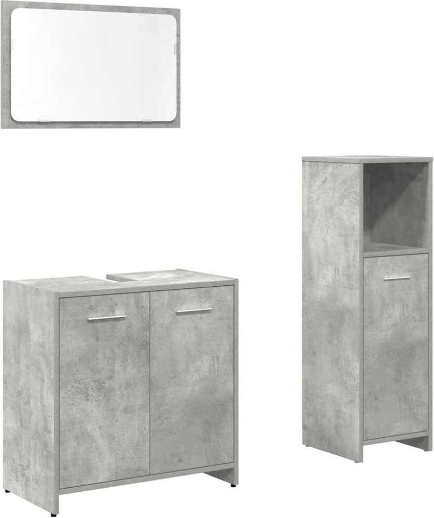 vidaXL 3-tlg. Badmöbel-Set Betongrau Holzwerkstoff