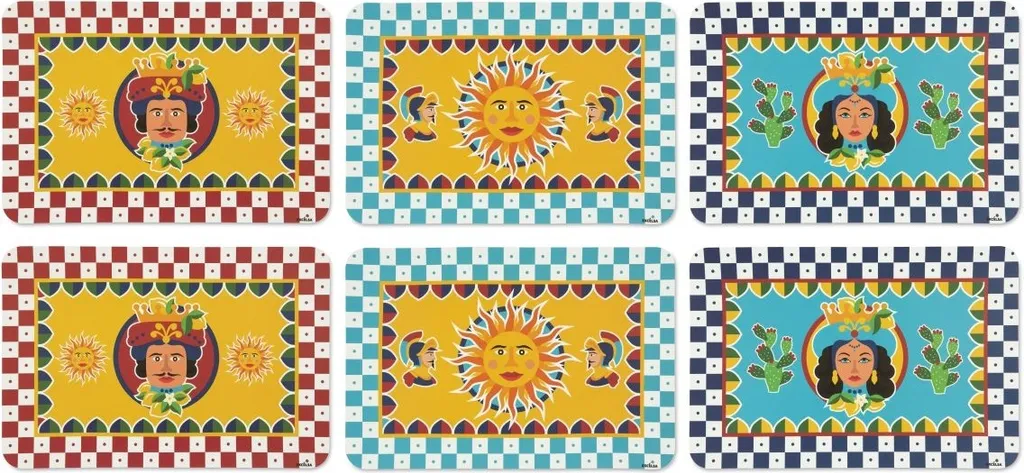 Excelsa Sicilian Rhapsody: Set 6 Tovagliette Colorate 43x28,5 cm