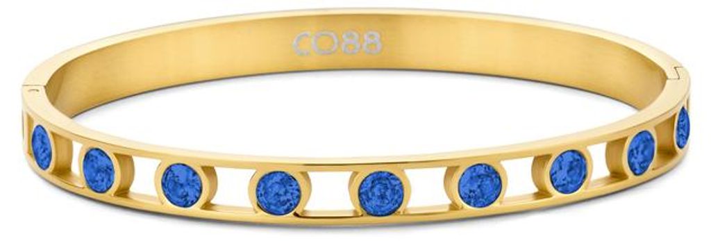 CO88 Collection 8CB-91097 Stahlarmband – Damen – Armreif – Zirkonia – 4 mm – Dunkelblau – 6 mm breit – 60 x 50 mm – Stahl – Goldf...