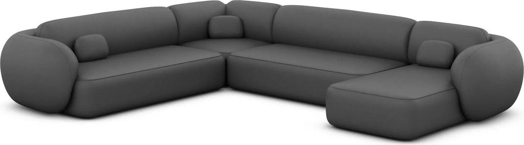 Kunstleder U-Form XXL Wohnlandschaft Mira Dunkelgrau Rechts