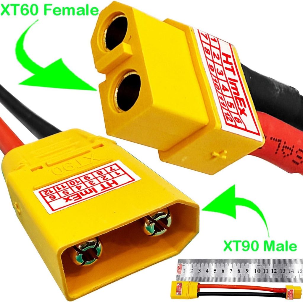 XT90 XT60 Adapter Stecker Buchse 12AWG Verlängerungskabel Produktbild 
