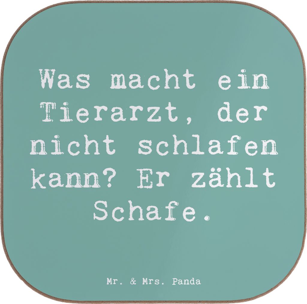 Mr. & Mrs. Panda Getränkeuntersetzer Spruch Tierarzt Schafzählen - Meeresbrise - Geschenk, Heilung, Geschenke mit Herz, Untersetzer für Gläser,...