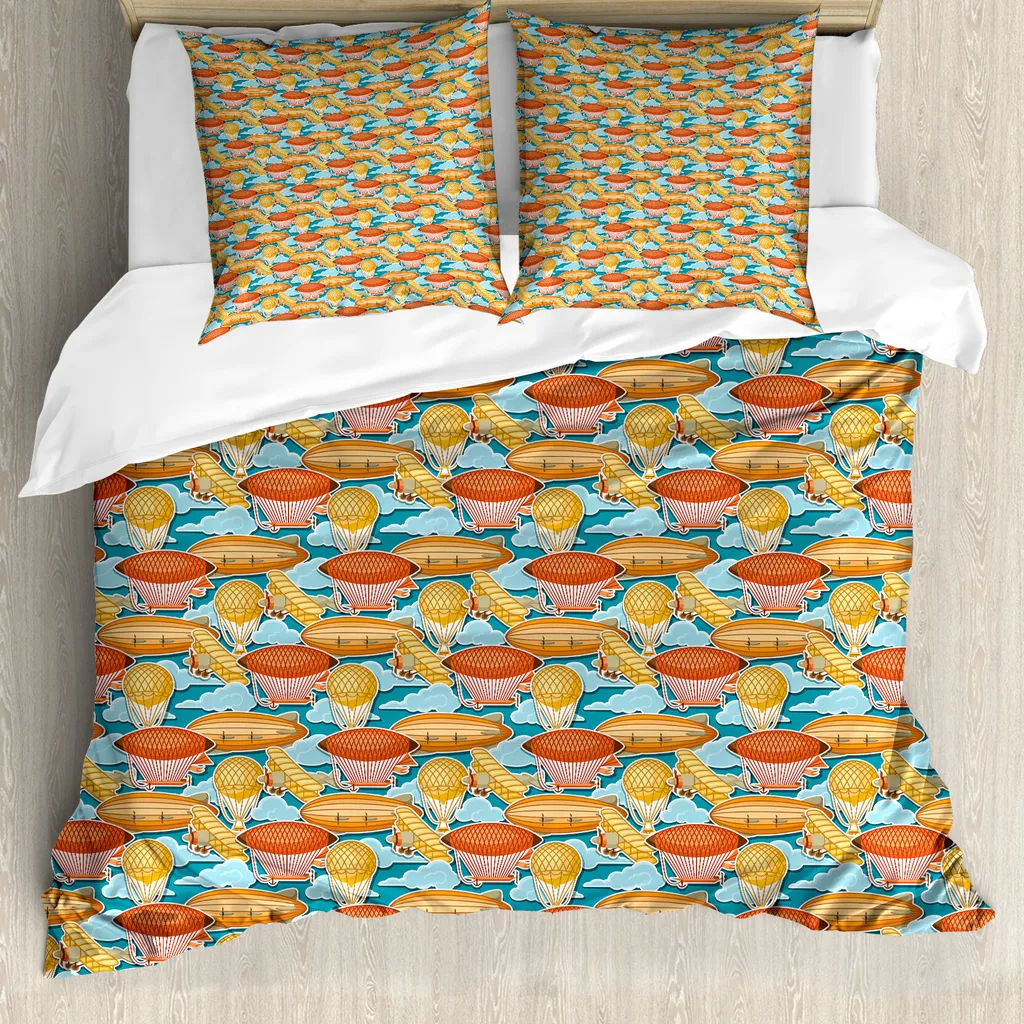 Housse de couette ABAKUHAUS avion vintage 155x220cm multicolore