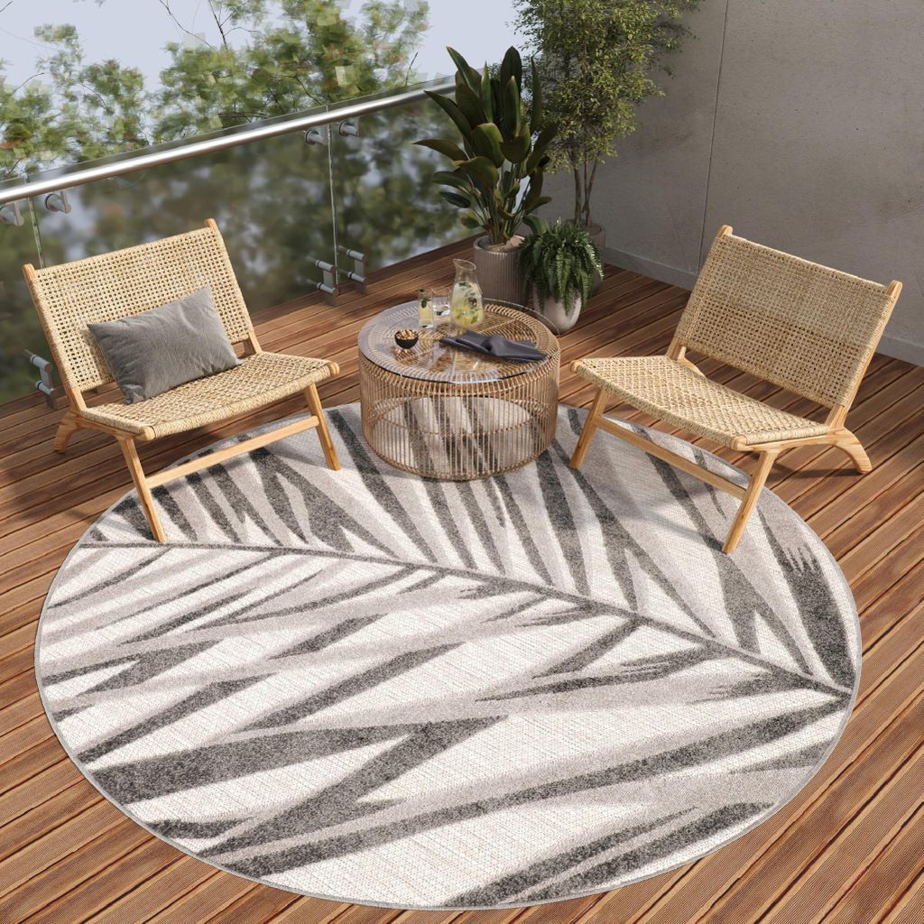 Tapiso Teppich PATIO Rund Modern Beige Grau Creme Schlafzimmer 100 x 100 cm