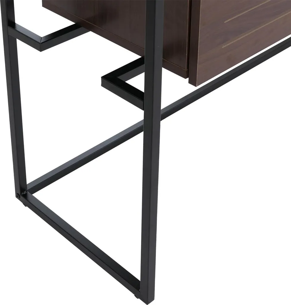 Table d'appoint console entrée 120cm aspect noyer pour rangement clé - 4