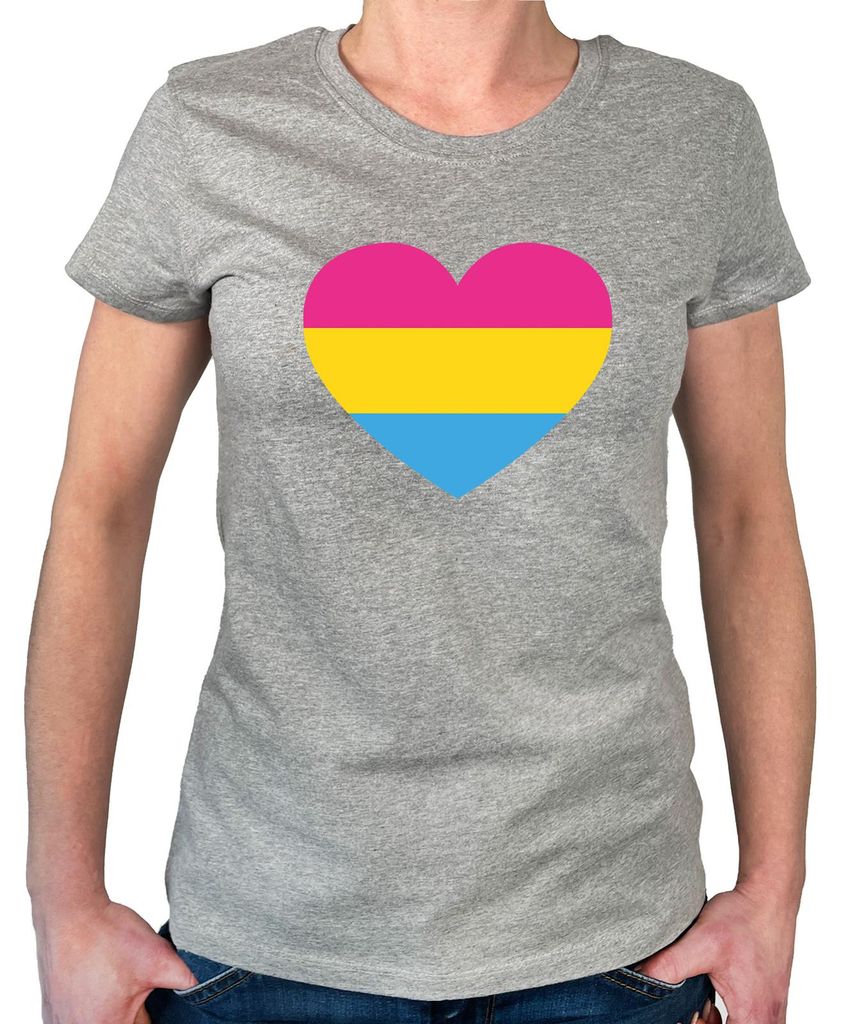 Huuraa Damen T-Shirt Panuell Pride Flagge LGBTQ Herz XXL Sport Grey Bio Baumwolle Fairtrade Damenshirt Geschenkidee