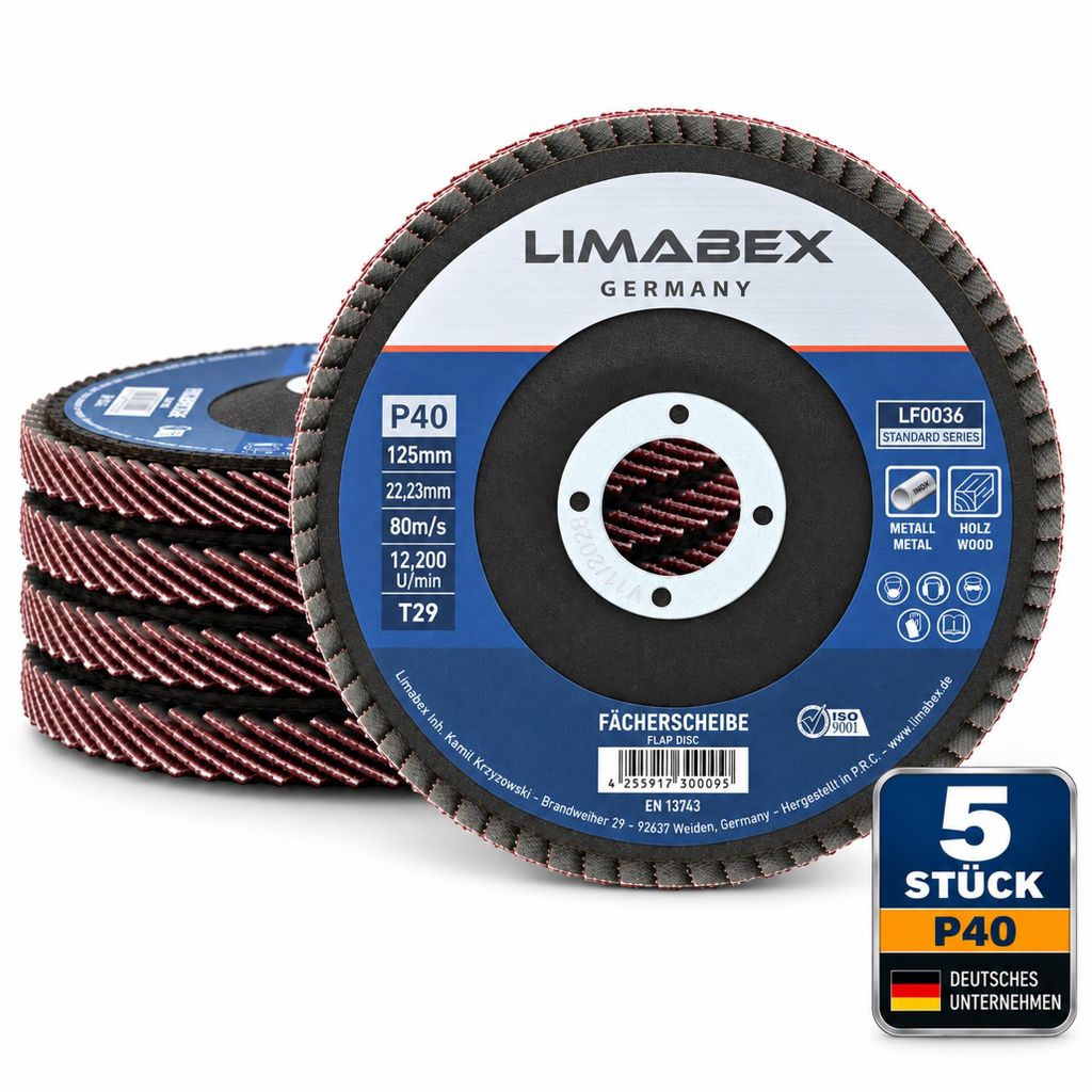 Fächerscheiben 125 mm Holz Metall P40 Lamellenscheiben 5 Produktbild 