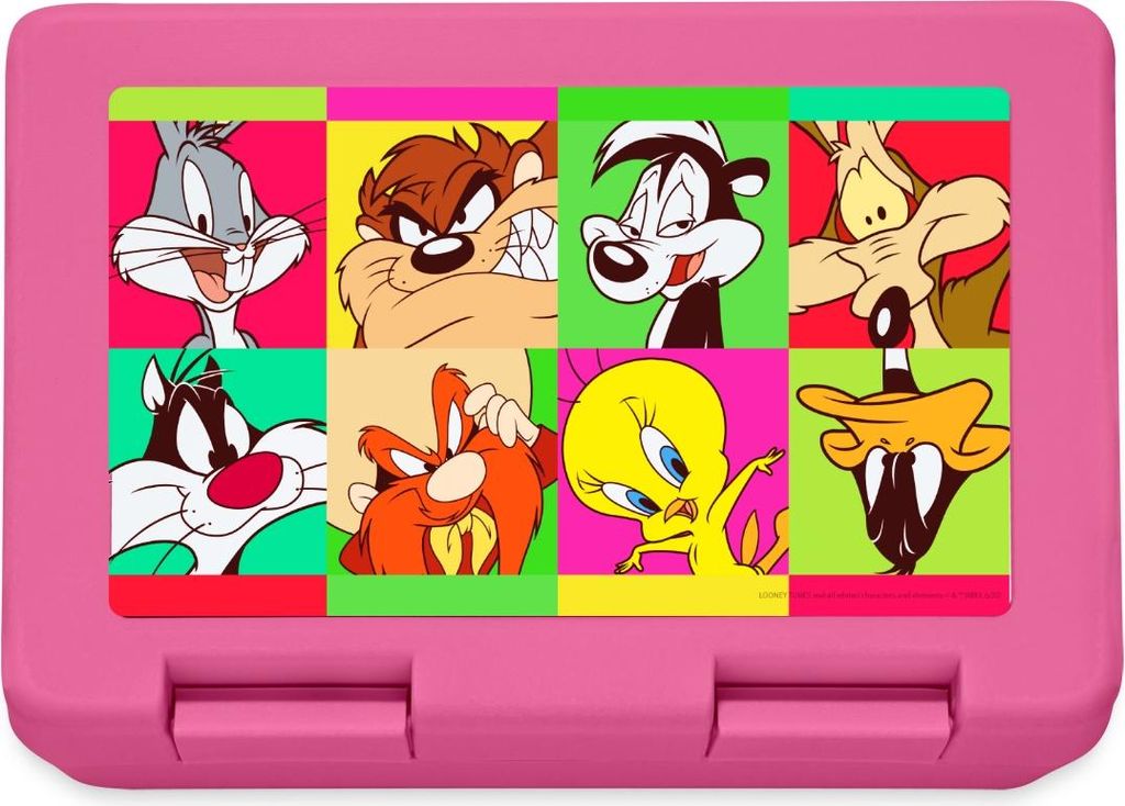 Spreadshirt Looney Tunes Charaktere Collage Brotdose Lunchbox, One size, Pink