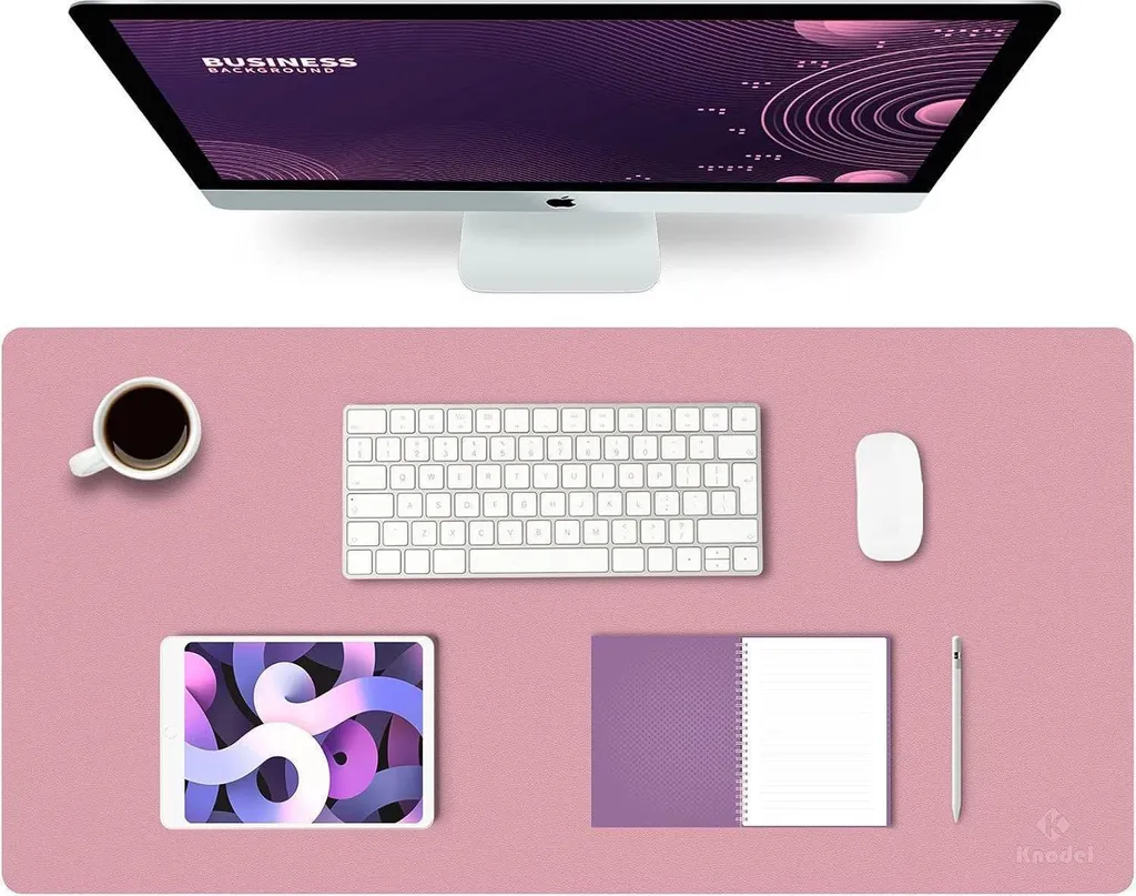 Knodel Tapis de Bureau PVC Imperméable 80x40cm Double Face Pourpre Rose