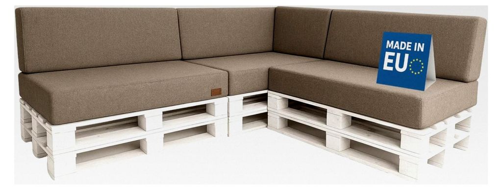 7-teiliges Palettenkissen-Set für Ecksofa | Palettensofa mit abnehmbarem Bezug | Kaltschaumauflage | Sitz- und Rückenkissen für Europaletten 120...