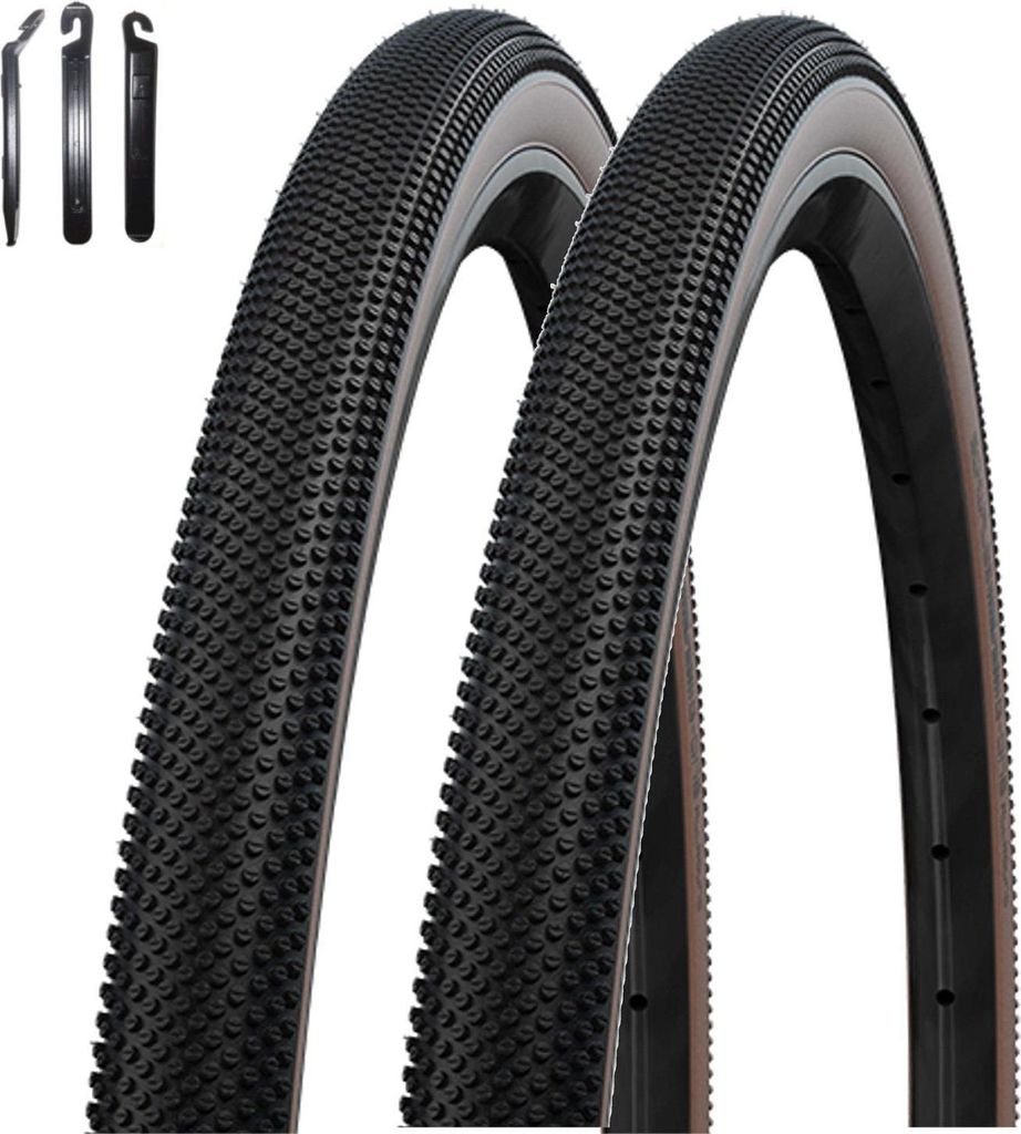2 x Faltreifen Schwalbe TLE E-25 G-One Allround Perform R-Guard bronze 35-622 ( 28 x 1.35 ) inkl. Reifenheber