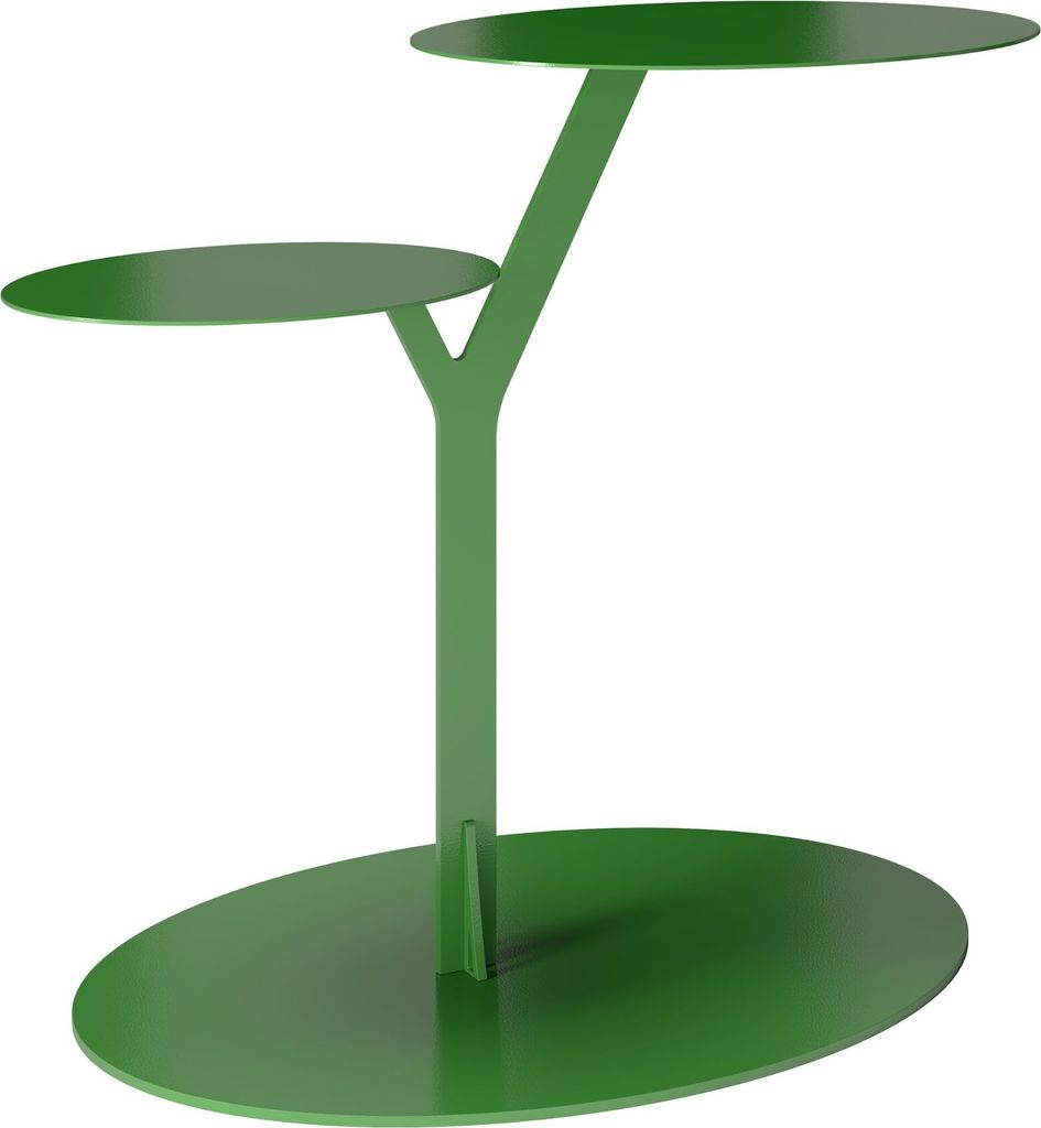 Beistelltisch IROKO mit 2 Ablagen / Metall / Kaffeetisch - Sofatisch - Laptoptisch / Oval 44,5 x 54 x 32 cm / Grün