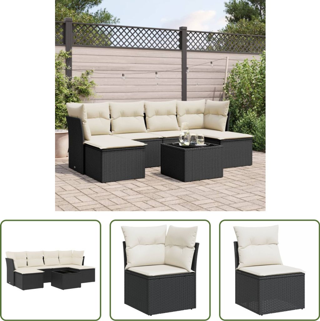 The Living Store 7-tlg. Garten-Sofagarnitur mit Kissen Produktbild 