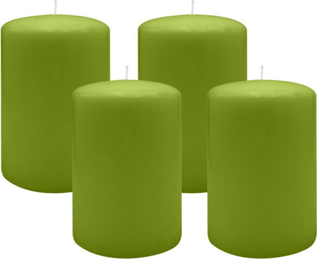 4er Set Adventskranzkerzen Limonegrün Ø 100 x 150 mm
