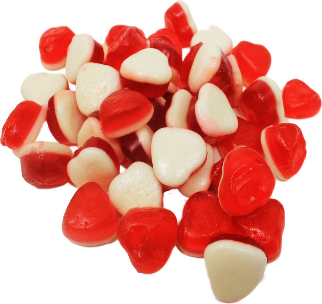Fruchtgummi Erdbeerherzen mit süßer Sahne Creme Füllung Produktbild 