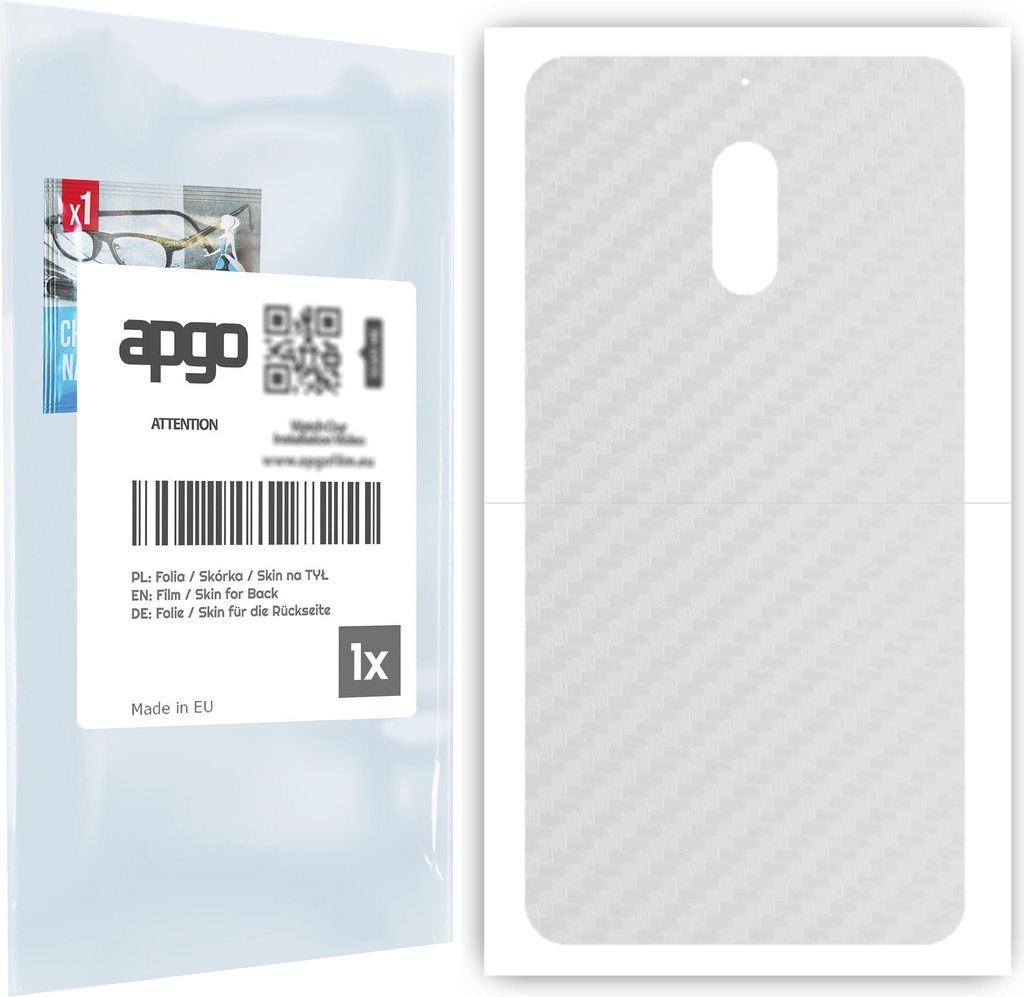 apgo Rückseite Schutzfolie für Nokia 6 - Hinten Schutzfolie Carbon Transparent (durchsichtig), Rückseite Folie schützt vor Kratzern und Finger...