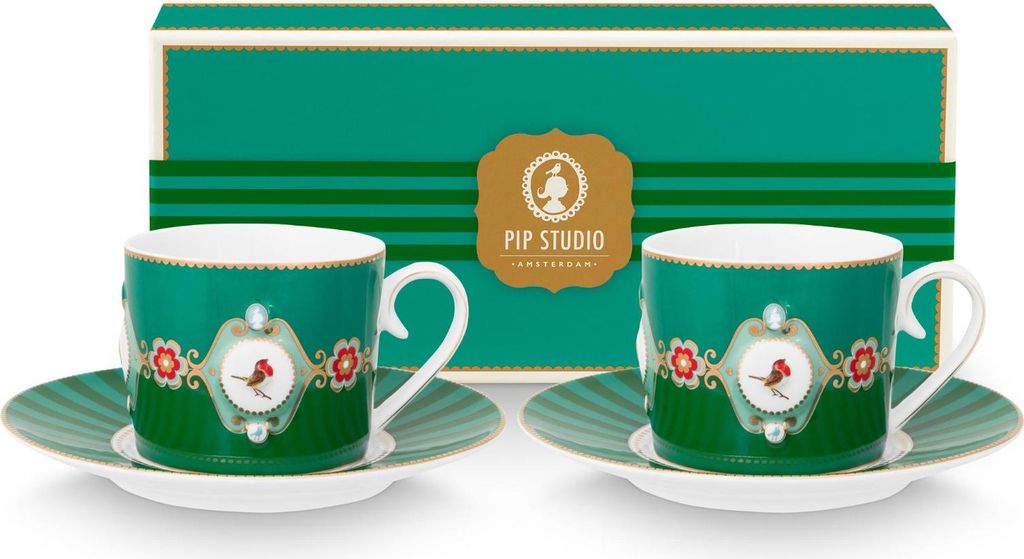 PIP STUDIO Love Birds Medallion Emerald-Green Tasse mit Produktbild 