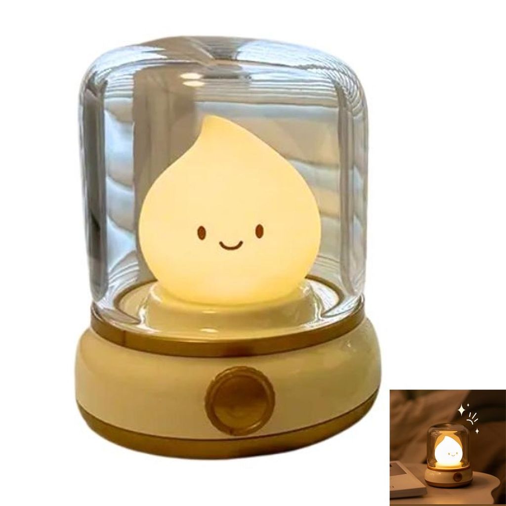 Niedliche Kerosinlampe Nachtlicht Kinder,Bernsteinfarbenes Silikonflammenlicht Kawaii Nachtlicht Baby,USB Silikon Niedliche Kerosinlampe Kindergart...