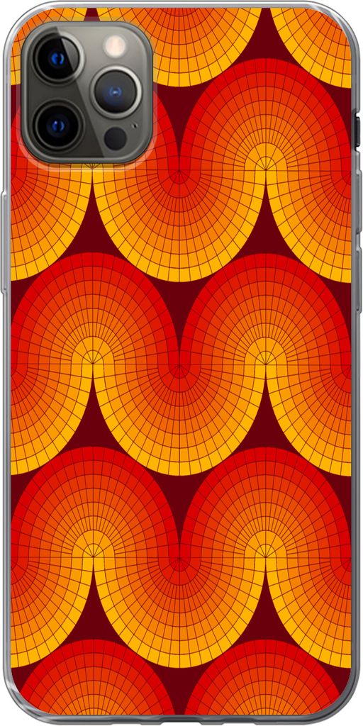 MuchoWow Handyhülle Schutzhülle Hülle für Telefoonhoesje iPhone 13 Pro Max Design - Retro - Rot - Abstrakt Silikon Softcase Handy Hülle - Mo...
