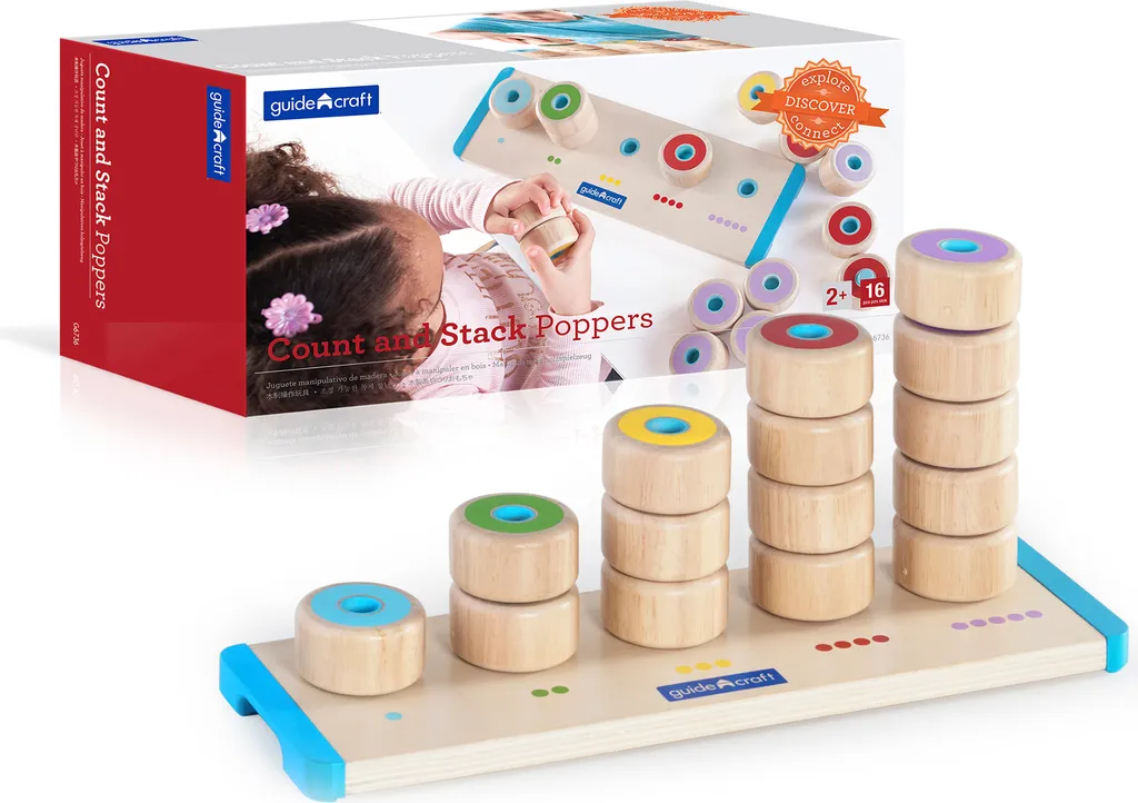 Rouleaux colorés à empiler 16 pièces - Jouet en bois Montessori éveil