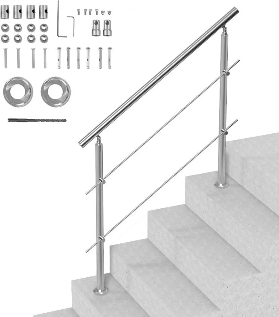 Ringhiera Esterna Inox 120cm - Parapetto Robusto 2 Traverse