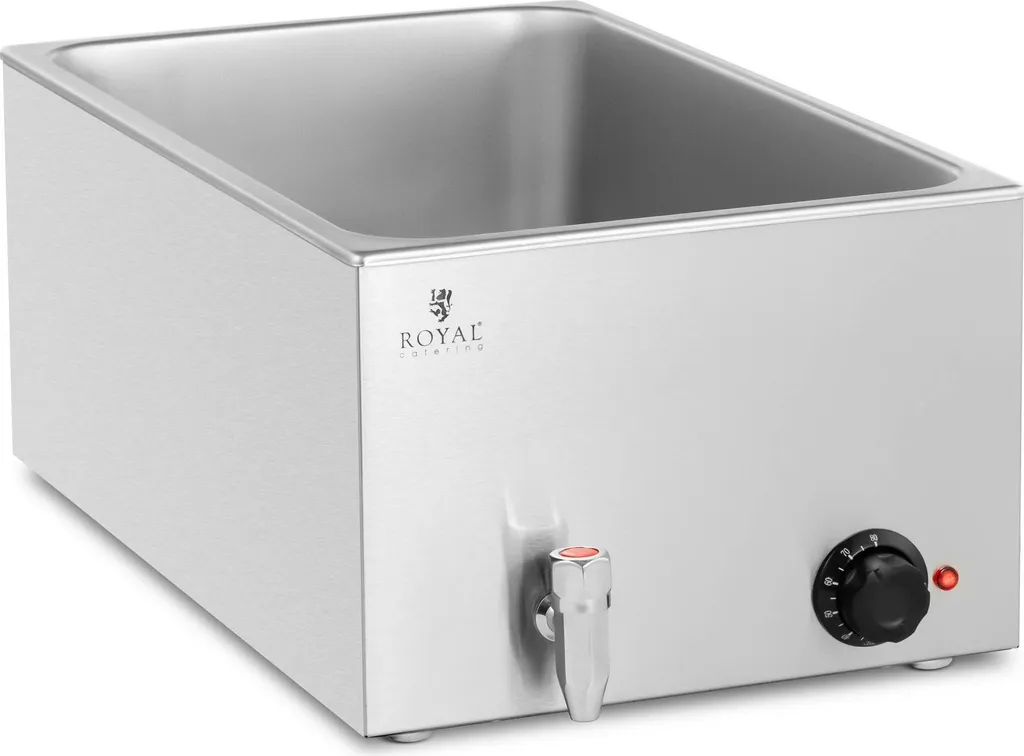 Bain-marie 600W inox avec robinet pour bac de service Gastronorme