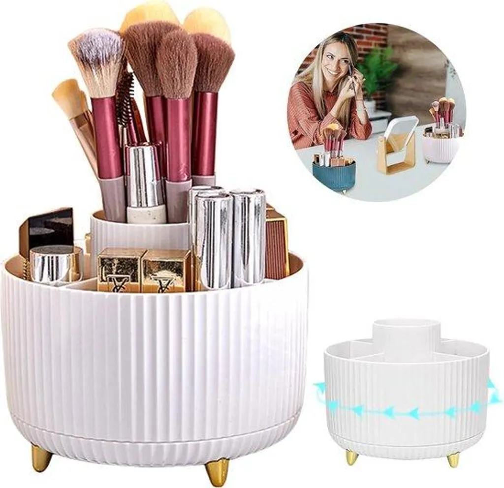 Organiseur cosmétique pour coiffeuse, rotation 360° et gain de place