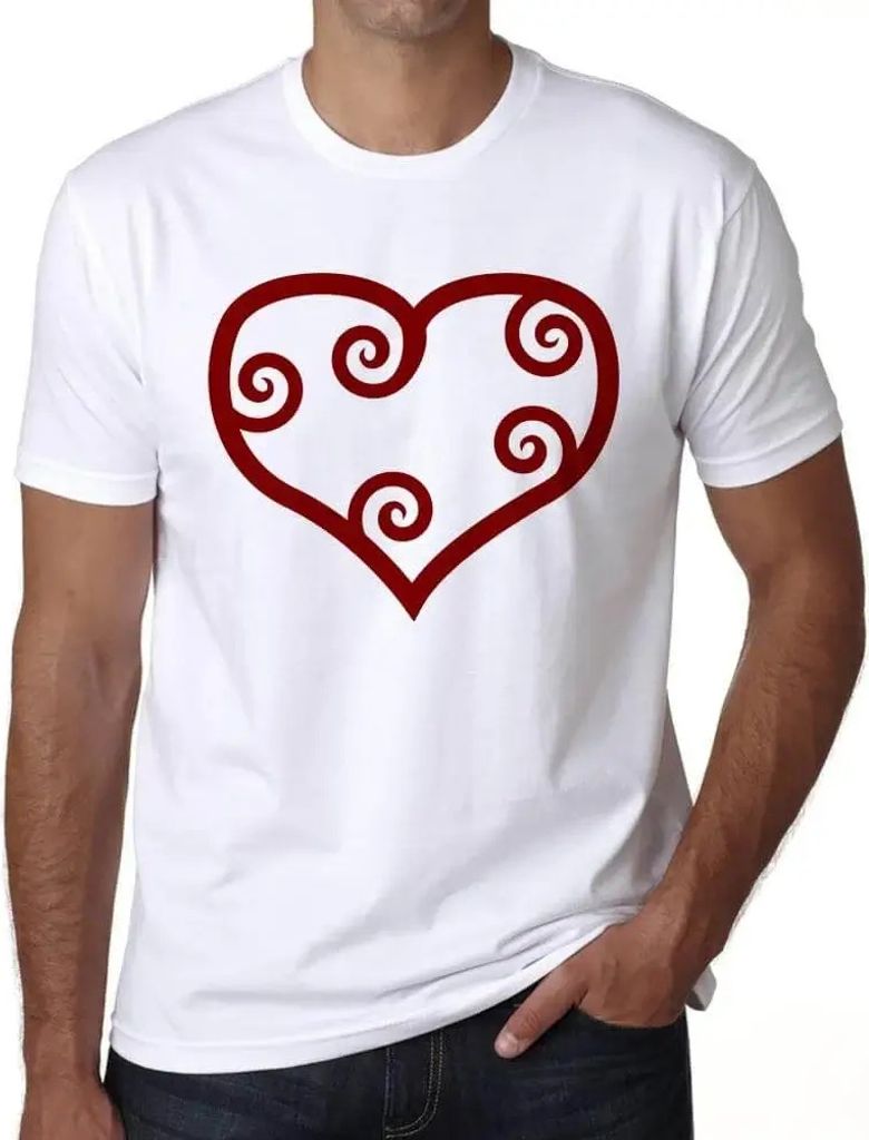 Herren Grafik T-Shirt Valentinstag rotes Maori-Herz – Valentine Red Maori Heart – Öko-Verantwortlich Vintage Jahrgang Kurzarm Lustige Druck Ge...