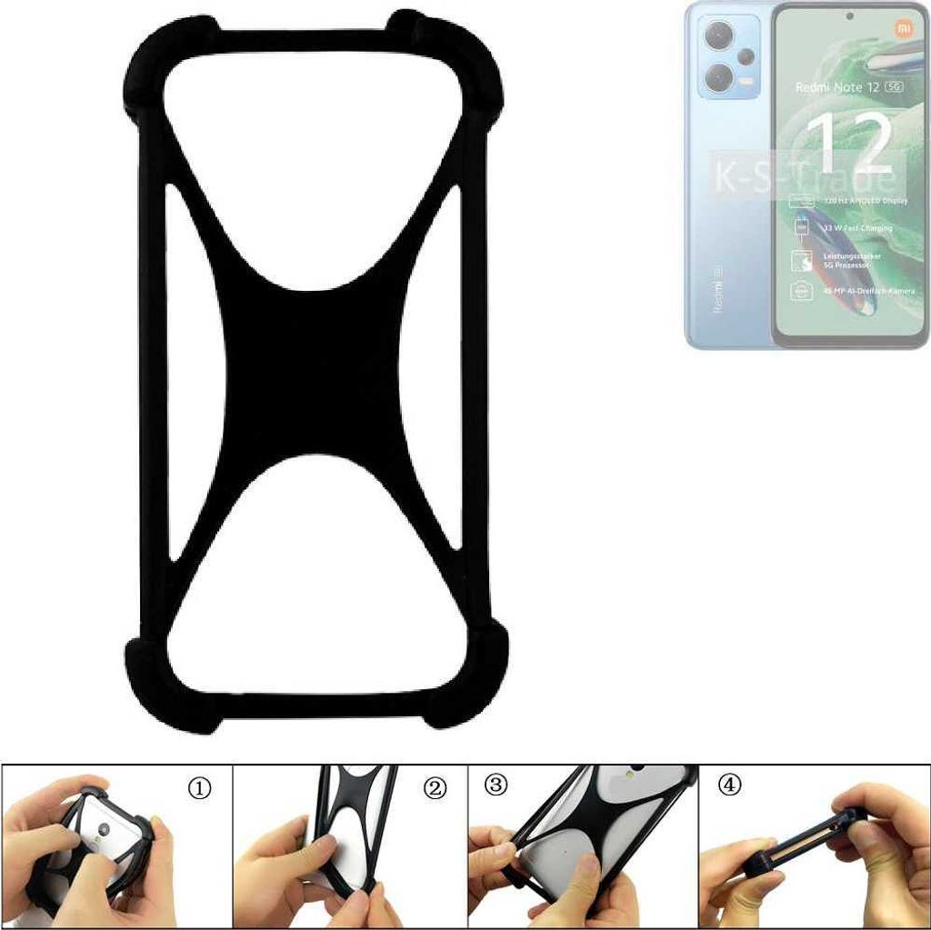 K-S-Trade Handy-Hülle Schutz-Hülle kompatibel mit Xiaomi Redmi Note 12 5G Silikon Bumper TPU Softcase Smartphone Stoßschutz, schwarz